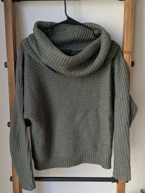 Olive Green Cowl Neck Women's Sweater